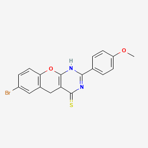 molecular formula C18H13BrN2O2S B2593881 7-Bromo-2-(4-methoxyphenyl)-1,5-dihydrochromeno[2,3-d]pyrimidine-4-thione CAS No. 866811-67-8