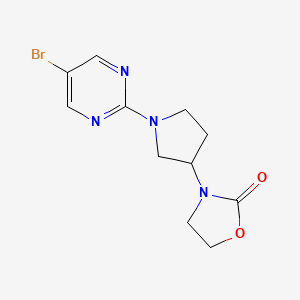 molecular formula C11H13BrN4O2 B2593882 3-[1-(5-Bromopyrimidin-2-yl)pyrrolidin-3-yl]-1,3-oxazolidin-2-one CAS No. 2379977-30-5