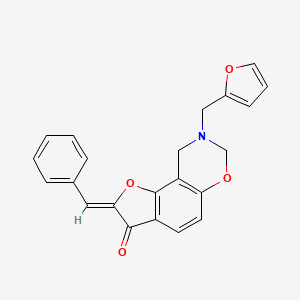 molecular formula C22H17NO4 B2593885 (Z)-2-benzylidene-8-(furan-2-ylmethyl)-8,9-dihydro-2H-benzofuro[7,6-e][1,3]oxazin-3(7H)-one CAS No. 951961-93-6
