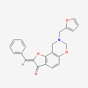 molecular formula C22H17NO4 B2593885 (Z)-2-苄叉基-8-(呋喃-2-基甲基)-8,9-二氢-2H-苯并呋喃[7,6-e][1,3]噁嗪-3(7H)-酮 CAS No. 951961-93-6