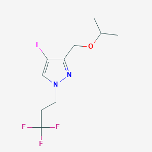 molecular formula C10H14F3IN2O B2593889 4-iodo-3-(isopropoxymethyl)-1-(3,3,3-trifluoropropyl)-1H-pyrazole CAS No. 1856056-26-2