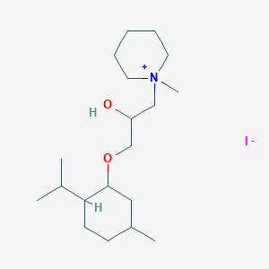 molecular formula C19H38INO2 B2593892 1-(2-ヒドロキシ-3-((2-イソプロピル-5-メチルシクロヘキシル)オキシ)プロピル)-1-メチルピペリジン-1-イウムヨージド CAS No. 1039397-89-1