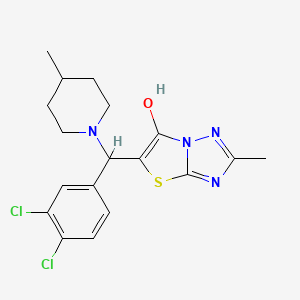 molecular formula C18H20Cl2N4OS B2593894 5-((3,4-Dichlorophenyl)(4-methylpiperidin-1-yl)methyl)-2-methylthiazolo[3,2-b][1,2,4]triazol-6-ol CAS No. 869342-94-9