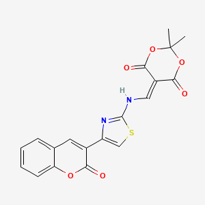 molecular formula C19H14N2O6S B2593912 2,2-二甲基-5-(((4-(2-氧代-2H-色满-3-基)噻唑-2-基)氨基)亚甲基)-1,3-二氧杂环-4,6-二酮 CAS No. 1171363-94-2