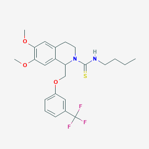 molecular formula C24H29F3N2O3S B2593913 N-butyl-6,7-dimethoxy-1-((3-(trifluoromethyl)phenoxy)methyl)-3,4-dihydroisoquinoline-2(1H)-carbothioamide CAS No. 536700-21-7