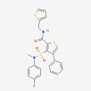 molecular formula C23H19FN2O3S3 B2593914 3-[(4-fluorophenyl)(methyl)sulfamoyl]-4-phenyl-N-(thiophen-2-ylmethyl)thiophene-2-carboxamide CAS No. 1105204-98-5