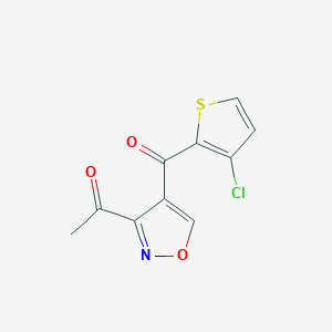 molecular formula C10H6ClNO3S B2593915 1-(4-((3-Chloro-2-thienyl)carbonyl)-3-isoxazolyl)-1-ethanone CAS No. 478080-17-0