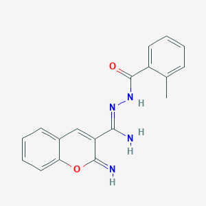 molecular formula C18H16N4O2 B2593917 (Z)-2-亚氨基-N'-(2-甲基苯甲酰)-2H-色烯-3-碳酰肼酰胺 CAS No. 941010-13-5