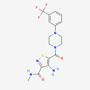 molecular formula C17H18F3N5O2S B2593923 4-amino-N-methyl-5-(4-(3-(trifluoromethyl)phenyl)piperazine-1-carbonyl)isothiazole-3-carboxamide CAS No. 1286704-33-3