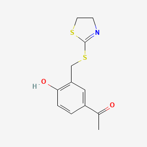 molecular formula C12H13NO2S2 B2593925 1-{3-[(4,5-Dihydro-1,3-thiazol-2-ylsulfanyl)methyl]-4-hydroxyphenyl}ethan-1-one CAS No. 730992-53-7
