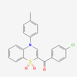 molecular formula C22H16ClNO3S B2593926 (4-chlorophenyl)[4-(4-methylphenyl)-1,1-dioxido-4H-1,4-benzothiazin-2-yl]methanone CAS No. 1114886-45-1