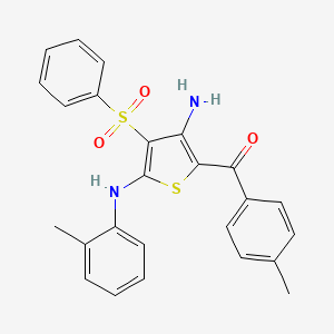 molecular formula C25H22N2O3S2 B2593927 (3-氨基-4-(苯磺酰基)-5-(邻甲苯胺基)噻吩-2-基)(对甲苯基)甲酮 CAS No. 890818-94-7