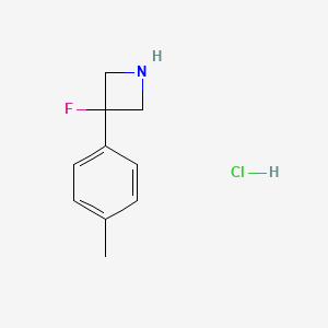 molecular formula C10H13ClFN B2593931 3-氟-3-(4-甲基苯基)氮杂环丁烷；盐酸盐 CAS No. 2460750-03-0