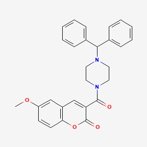 molecular formula C28H26N2O4 B2593954 3-(4-Benzhydrylpiperazine-1-carbonyl)-6-methoxychromen-2-one CAS No. 313251-08-0