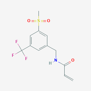 molecular formula C12H12F3NO3S B2593957 N-[[3-Methylsulfonyl-5-(trifluoromethyl)phenyl]methyl]prop-2-enamide CAS No. 2305547-92-4