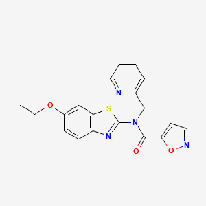 molecular formula C19H16N4O3S B2593960 N-(6-ethoxybenzo[d]thiazol-2-yl)-N-(pyridin-2-ylmethyl)isoxazole-5-carboxamide CAS No. 941913-94-6