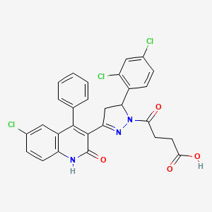 B2593962 4-(3-(6-chloro-2-hydroxy-4-phenylquinolin-3-yl)-5-(2,4-dichlorophenyl)-4,5-dihydro-1H-pyrazol-1-yl)-4-oxobutanoic acid CAS No. 380889-99-6