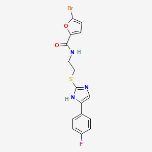 molecular formula C16H13BrFN3O2S B2593973 5-bromo-N-(2-((5-(4-fluorophenyl)-1H-imidazol-2-yl)thio)ethyl)furan-2-carboxamide CAS No. 897456-28-9