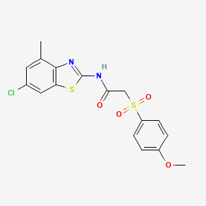 molecular formula C17H15ClN2O4S2 B2593974 N-(6-chloro-4-methylbenzo[d]thiazol-2-yl)-2-((4-methoxyphenyl)sulfonyl)acetamide CAS No. 941951-93-5