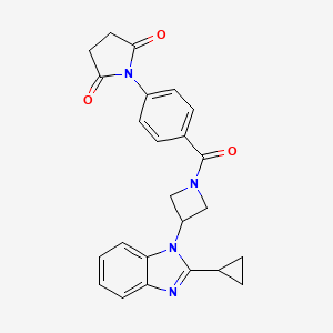 molecular formula C24H22N4O3 B2593977 1-[4-[3-(2-Cyclopropylbenzimidazol-1-yl)azetidine-1-carbonyl]phenyl]pyrrolidine-2,5-dione CAS No. 2380069-37-2