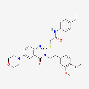 molecular formula C32H36N4O5S B2593979 2-((3-(3,4-二甲氧基苯乙基)-6-吗啉代-4-氧代-3,4-二氢喹唑啉-2-基)硫代)-N-(4-乙基苯基)乙酰胺 CAS No. 689760-84-7