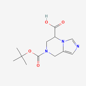 molecular formula C12H17N3O4 B2593986 7-(tert-Butoxycarbonyl)-5,6,7,8-tetrahydroimidazo[1,5-a]pyrazine-5-carboxylic acid CAS No. 1822512-31-1