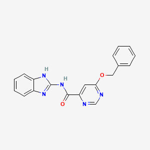 molecular formula C19H15N5O2 B2593999 N-(1H-benzo[d]imidazol-2-yl)-6-(benzyloxy)pyrimidine-4-carboxamide CAS No. 2034256-76-1
