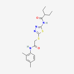 molecular formula C18H24N4O2S2 B2594001 N-[5-[2-(2,4-二甲基苯胺)-2-氧代乙基]硫代-1,3,4-噻二唑-2-基]-2-乙基丁酰胺 CAS No. 392295-48-6
