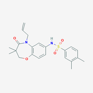 molecular formula C22H26N2O4S B2594002 N-(5-allyl-3,3-dimethyl-4-oxo-2,3,4,5-tetrahydrobenzo[b][1,4]oxazepin-7-yl)-3,4-dimethylbenzenesulfonamide CAS No. 922077-95-0