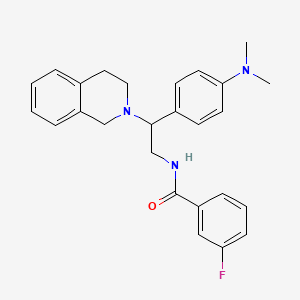 molecular formula C26H28FN3O B2594010 N-(2-(3,4-dihydroisoquinolin-2(1H)-yl)-2-(4-(dimethylamino)phenyl)ethyl)-3-fluorobenzamide CAS No. 946316-15-0