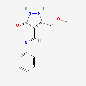 molecular formula C12H13N3O2 B2594017 4-(anilinomethylene)-5-(methoxymethyl)-2,4-dihydro-3H-pyrazol-3-one CAS No. 240799-62-6