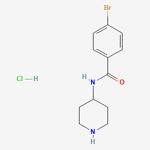 molecular formula C12H16BrClN2O B2594019 4-Bromo-N-(piperidin-4-yl)benzamide hydrochloride CAS No. 1233952-50-5