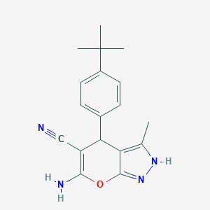molecular formula C18H20N4O B259402 6-Amino-4-(4-tert-butylphenyl)-3-methyl-2,4-dihydropyrano[2,3-c]pyrazole-5-carbonitrile 
