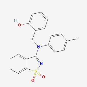molecular formula C21H18N2O3S B2594021 3-((2-羟基苄基)(对甲苯基)氨基)苯并[d]异噻唑1,1-二氧化物 CAS No. 433315-00-5