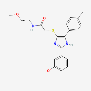 molecular formula C22H25N3O3S B2594029 N-(2-methoxyethyl)-2-((2-(3-methoxyphenyl)-5-(p-tolyl)-1H-imidazol-4-yl)thio)acetamide CAS No. 901259-54-9