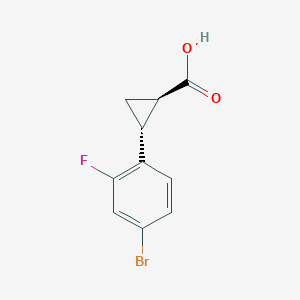 molecular formula C10H8BrFO2 B2594031 (1R,2R)-2-(4-Bromo-2-fluorophenyl)cyclopropane-1-carboxylic acid CAS No. 935674-08-1