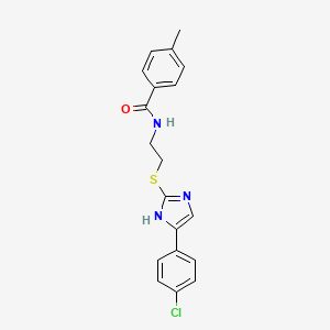 molecular formula C19H18ClN3OS B2594044 N-(2-((5-(4-氯苯基)-1H-咪唑-2-基)硫代)乙基)-4-甲基苯甲酰胺 CAS No. 897456-61-0