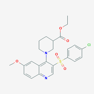 Ethyl 1-(3-((4-chlorophenyl)sulfonyl)-6-methoxyquinolin-4-yl)piperidine-3-carboxylate