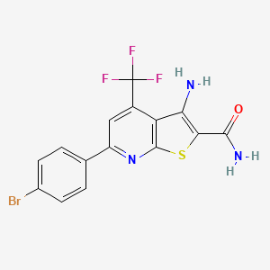 molecular formula C15H9BrF3N3OS B2594050 3-Amino-6-(4-bromophenyl)-4-(trifluoromethyl)thieno[2,3-b]pyridine-2-carboxamide CAS No. 625369-64-4