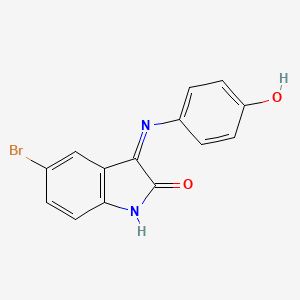 molecular formula C14H9BrN2O2 B2594056 5-溴-3-[(4-羟基苯基)亚氨基]-1H-吲哚-2-酮 CAS No. 57743-19-8