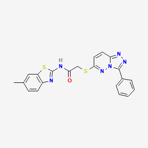 molecular formula C21H16N6OS2 B2594072 N-(6-methylbenzo[d]thiazol-2-yl)-2-((3-phenyl-[1,2,4]triazolo[4,3-b]pyridazin-6-yl)thio)acetamide CAS No. 852372-76-0