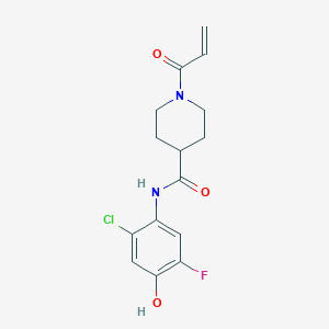 molecular formula C15H16ClFN2O3 B2594077 N-(2-Chloro-5-fluoro-4-hydroxyphenyl)-1-prop-2-enoylpiperidine-4-carboxamide CAS No. 2361710-80-5