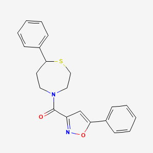 molecular formula C21H20N2O2S B2594080 (7-Phenyl-1,4-thiazepan-4-yl)(5-phenylisoxazol-3-yl)methanone CAS No. 1797092-41-1