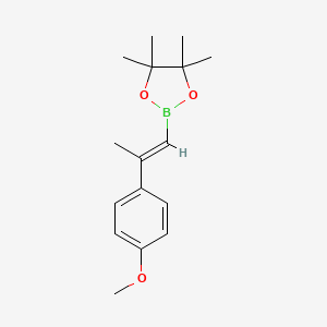 molecular formula C16H23BO3 B2594082 2-[2-(4-Methoxyphenyl)prop-1-en-1-yl]-4,4,5,5-tetramethyl-1,3,2-dioxaborolan CAS No. 1398771-24-8