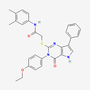 molecular formula C30H28N4O3S B2594088 N-(3,4-二甲苯基)-2-((3-(4-乙氧苯基)-4-氧代-7-苯基-4,5-二氢-3H-吡咯并[3,2-d]嘧啶-2-基)硫代)乙酰胺 CAS No. 2034314-77-5