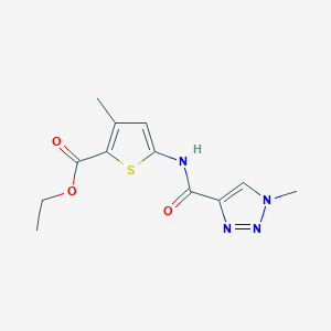 molecular formula C12H14N4O3S B2594089 3-甲基-5-(1-甲基-1H-1,2,3-三唑-4-甲酰胺基)噻吩-2-甲酸乙酯 CAS No. 2034509-55-0