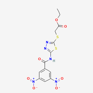 molecular formula C13H11N5O7S2 B2594100 Ethyl 2-[[5-[(3,5-dinitrobenzoyl)amino]-1,3,4-thiadiazol-2-yl]sulfanyl]acetate CAS No. 392318-46-6