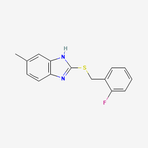molecular formula C15H13FN2S B2594106 2-[(2-fluorophenyl)methylsulfanyl]-6-methyl-1H-benzimidazole CAS No. 449813-24-5