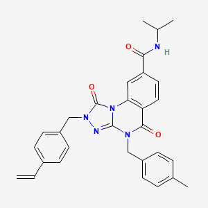 molecular formula C30H29N5O3 B2594111 N-异丙基-4-(4-甲基苄基)-1,5-二氧代-2-(4-乙烯基苄基)-1,2,4,5-四氢-[1,2,4]三唑并[4,3-a]喹唑啉-8-甲酰胺 CAS No. 1190006-28-0