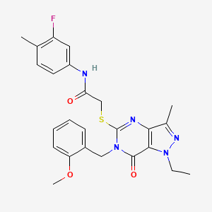 2-((1-ethyl-6-(2-methoxybenzyl)-3-methyl-7-oxo-6,7-dihydro-1H-pyrazolo[4,3-d]pyrimidin-5-yl)thio)-N-(3-fluoro-4-methylphenyl)acetamide